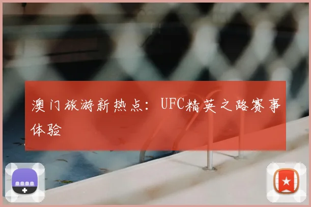 澳门旅游新热点:UFC精英之路赛事体验